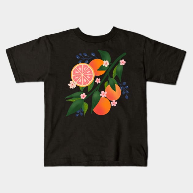 Grapefruit and Berries Kids T-Shirt by DiorelleDesigns